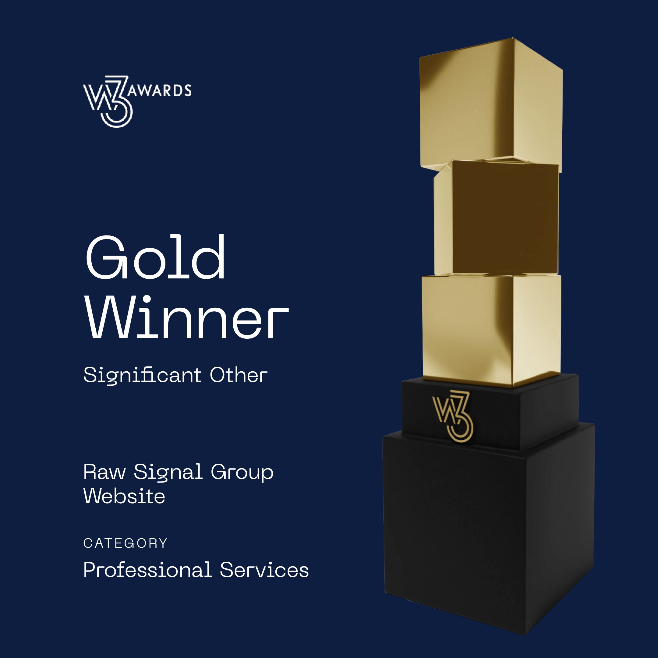 Instagram post about Significant Other's Gold win in the 2025 W3 Awards